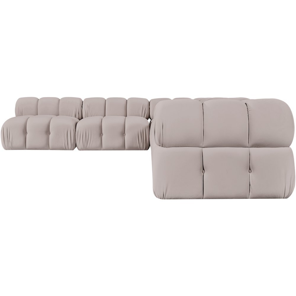 Orin Beige Velvet Performance Fabric Upholstered 6 pc. Sectional