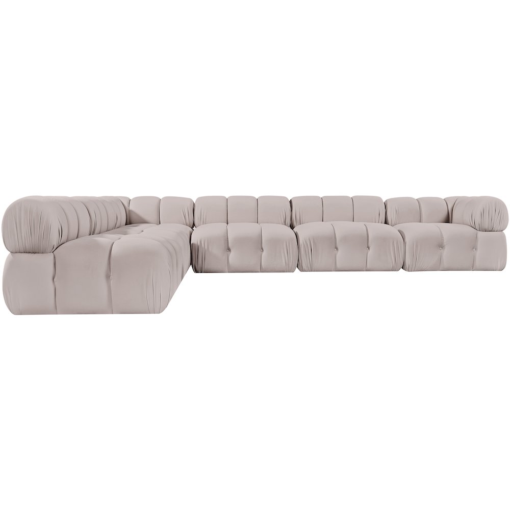 Orin Beige Velvet Performance Fabric Upholstered 6 pc. Sectional