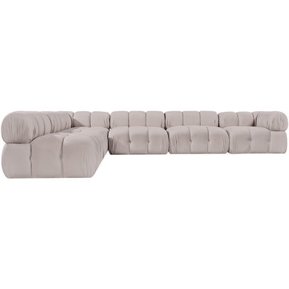 Orin Beige Velvet Performance Fabric Upholstered 6 pc. Sectional