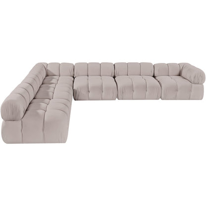 Orin Beige Velvet Performance Fabric Upholstered 6 pc. Sectional