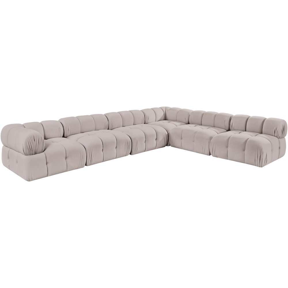 Orin Beige Velvet Performance Fabric Upholstered 6 pc. Sectional