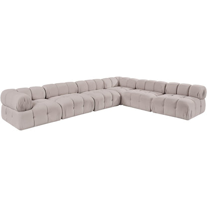 Orin Beige Velvet Performance Fabric Upholstered 6 pc. Sectional