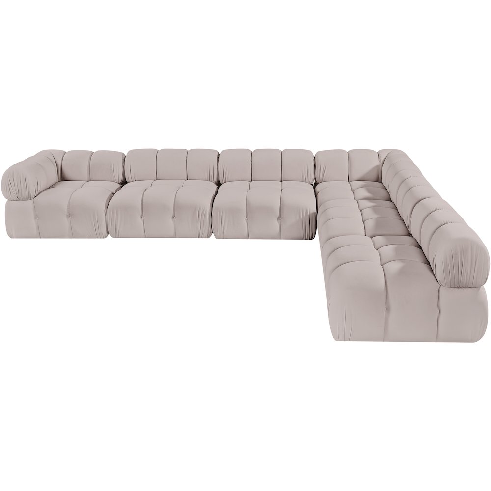 Orin Beige Velvet Performance Fabric Upholstered 6 pc. Sectional