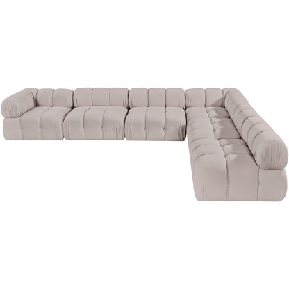 Orin Beige Velvet Performance Fabric Upholstered 6 pc. Sectional