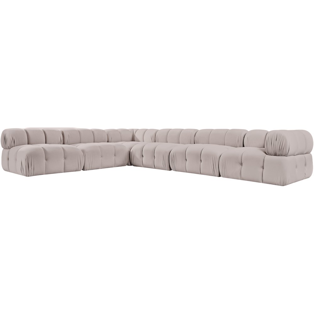 Orin Beige Velvet Performance Fabric Upholstered 6 pc. Sectional