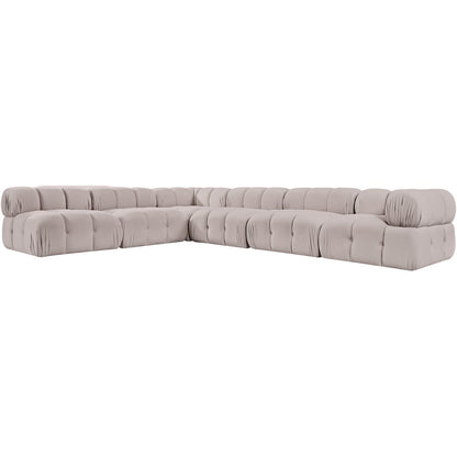 Orin Beige Velvet Performance Fabric Upholstered 6 pc. Sectional