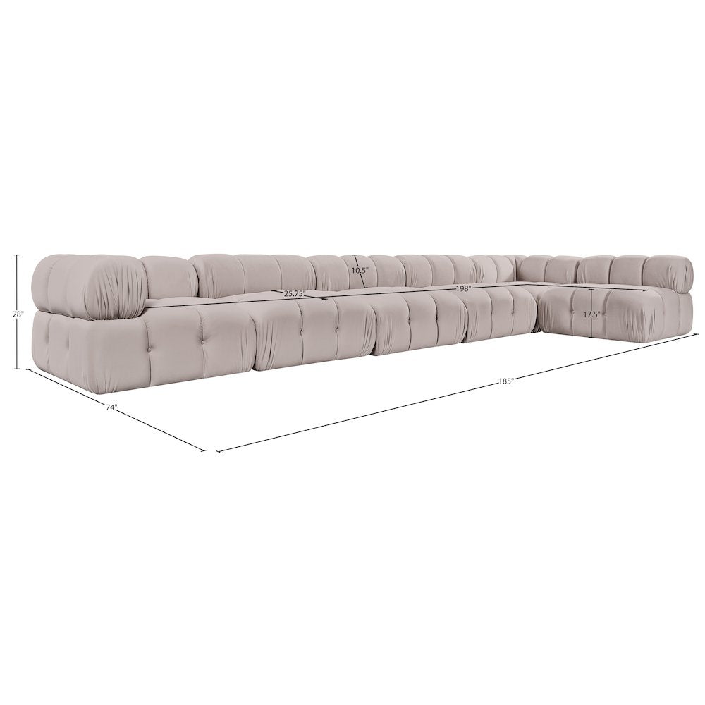 Orin Beige Velvet Performance Fabric Upholstered 6 pc. Sectional