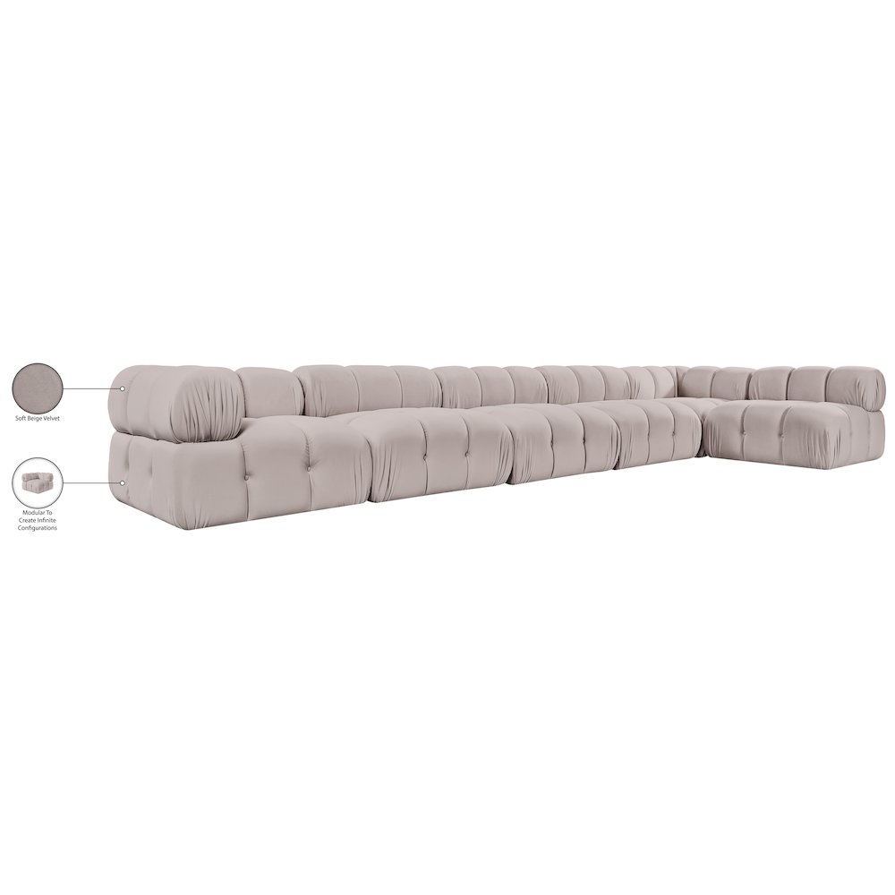 Orin Beige Velvet Performance Fabric Upholstered 6 pc. Sectional