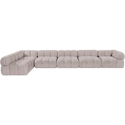 Orin Beige Velvet Performance Fabric Upholstered 6 pc. Sectional