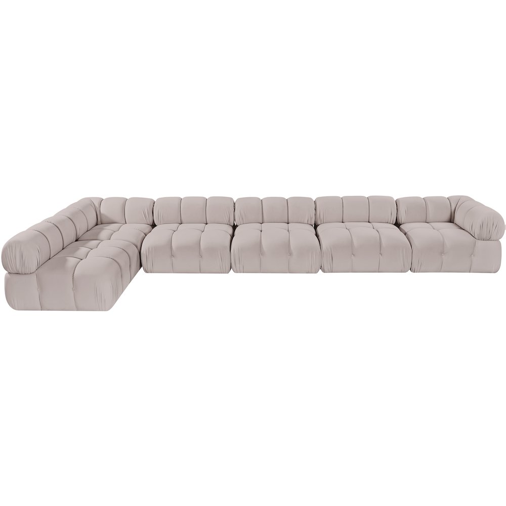 Orin Beige Velvet Performance Fabric Upholstered 6 pc. Sectional