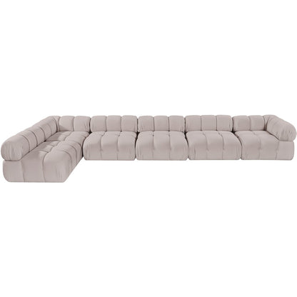 Orin Beige Velvet Performance Fabric Upholstered 6 pc. Sectional