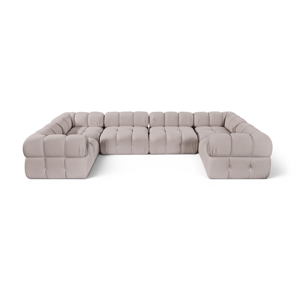 Orin Beige Velvet Performance Fabric Upholstered 6 pc. Sectional
