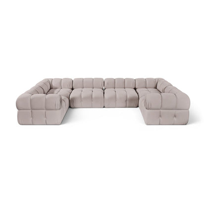 Orin Beige Velvet Performance Fabric Upholstered 6 pc. Sectional
