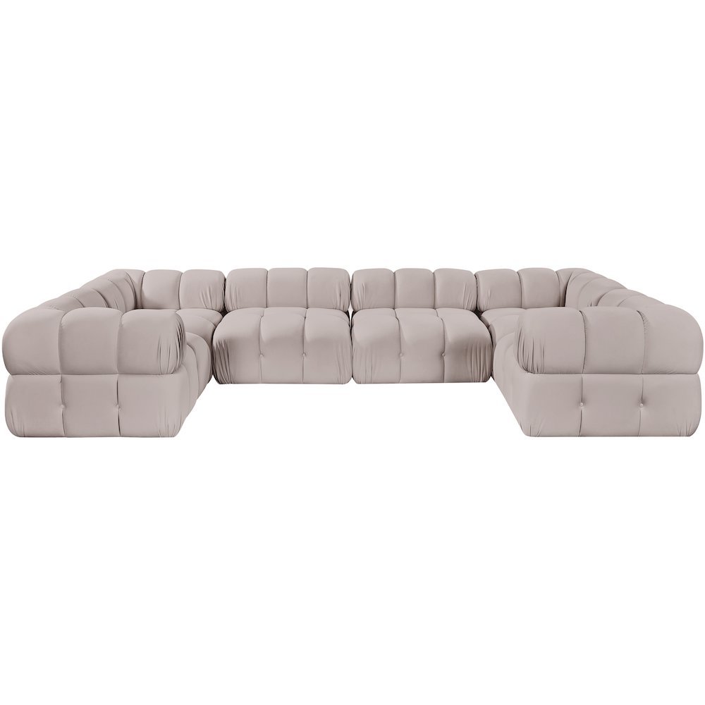 Orin Beige Velvet Performance Fabric Upholstered 6 pc. Sectional