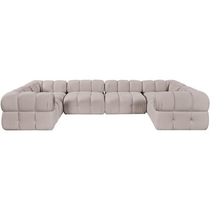 Orin Beige Velvet Performance Fabric Upholstered 6 pc. Sectional
