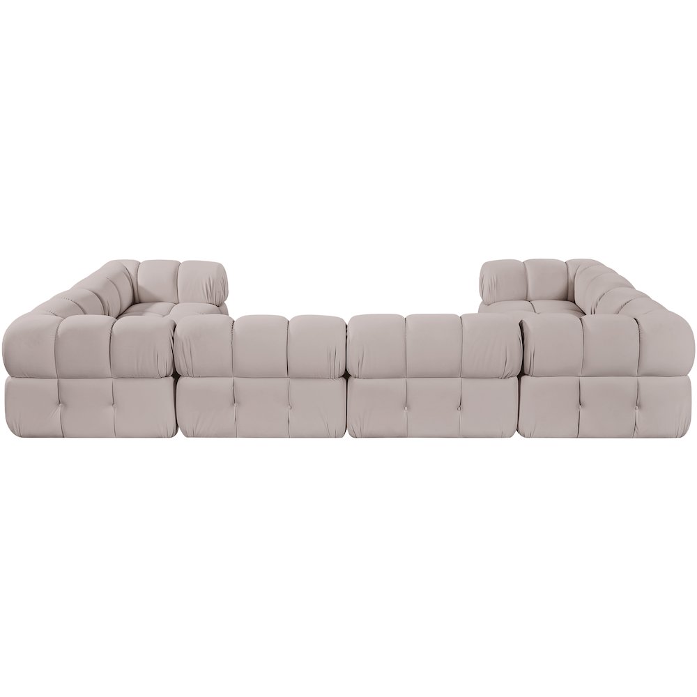 Orin Beige Velvet Performance Fabric Upholstered 6 pc. Sectional