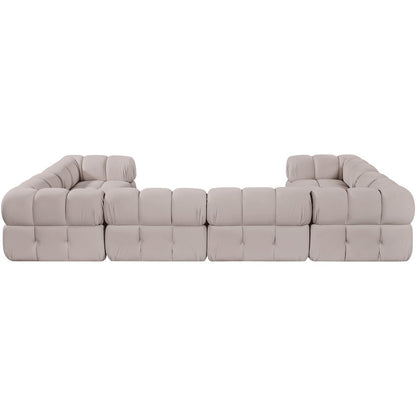 Orin Beige Velvet Performance Fabric Upholstered 6 pc. Sectional