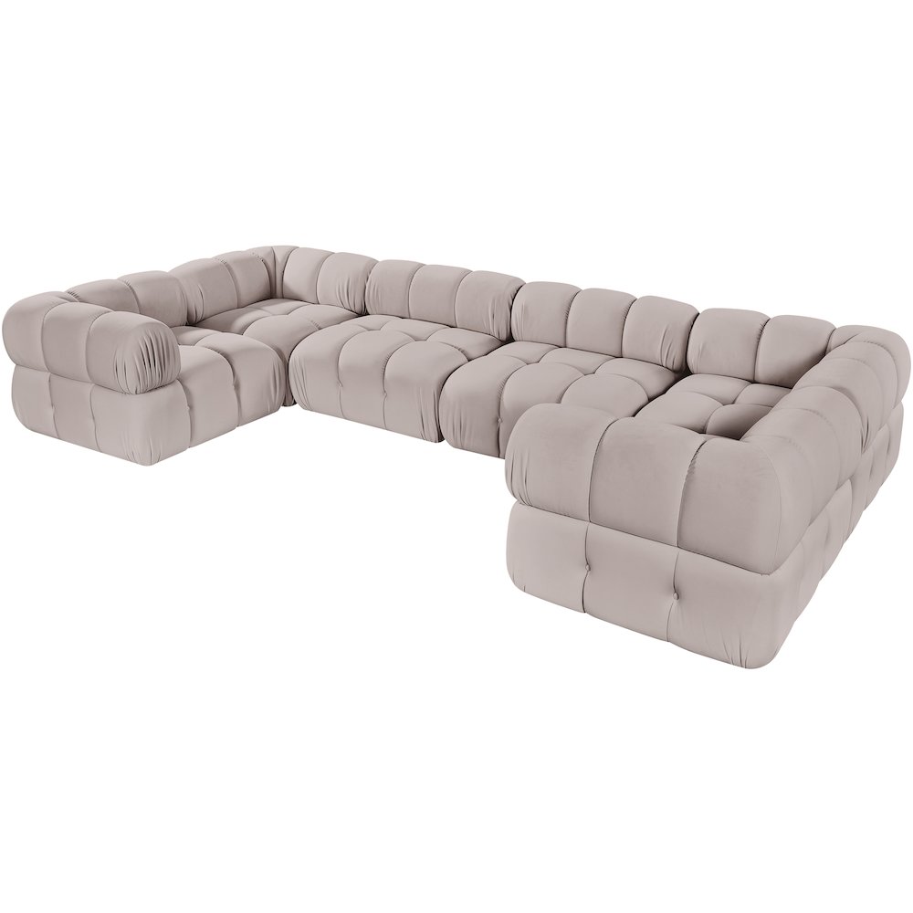 Orin Beige Velvet Performance Fabric Upholstered 6 pc. Sectional