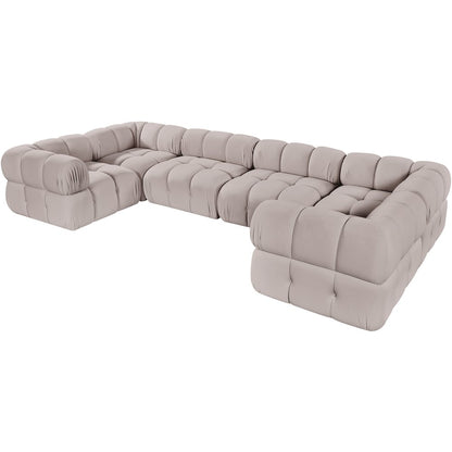 Orin Beige Velvet Performance Fabric Upholstered 6 pc. Sectional