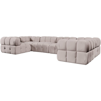 Orin Beige Velvet Performance Fabric Upholstered 6 pc. Sectional