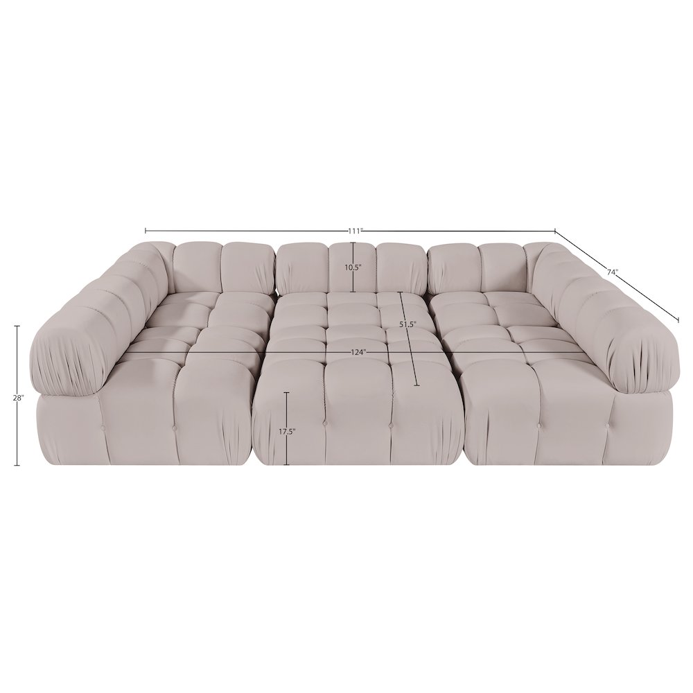 Orin Beige Velvet Performance Fabric Upholstered 6 pc. Sectional