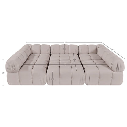 Orin Beige Velvet Performance Fabric Upholstered 6 pc. Sectional