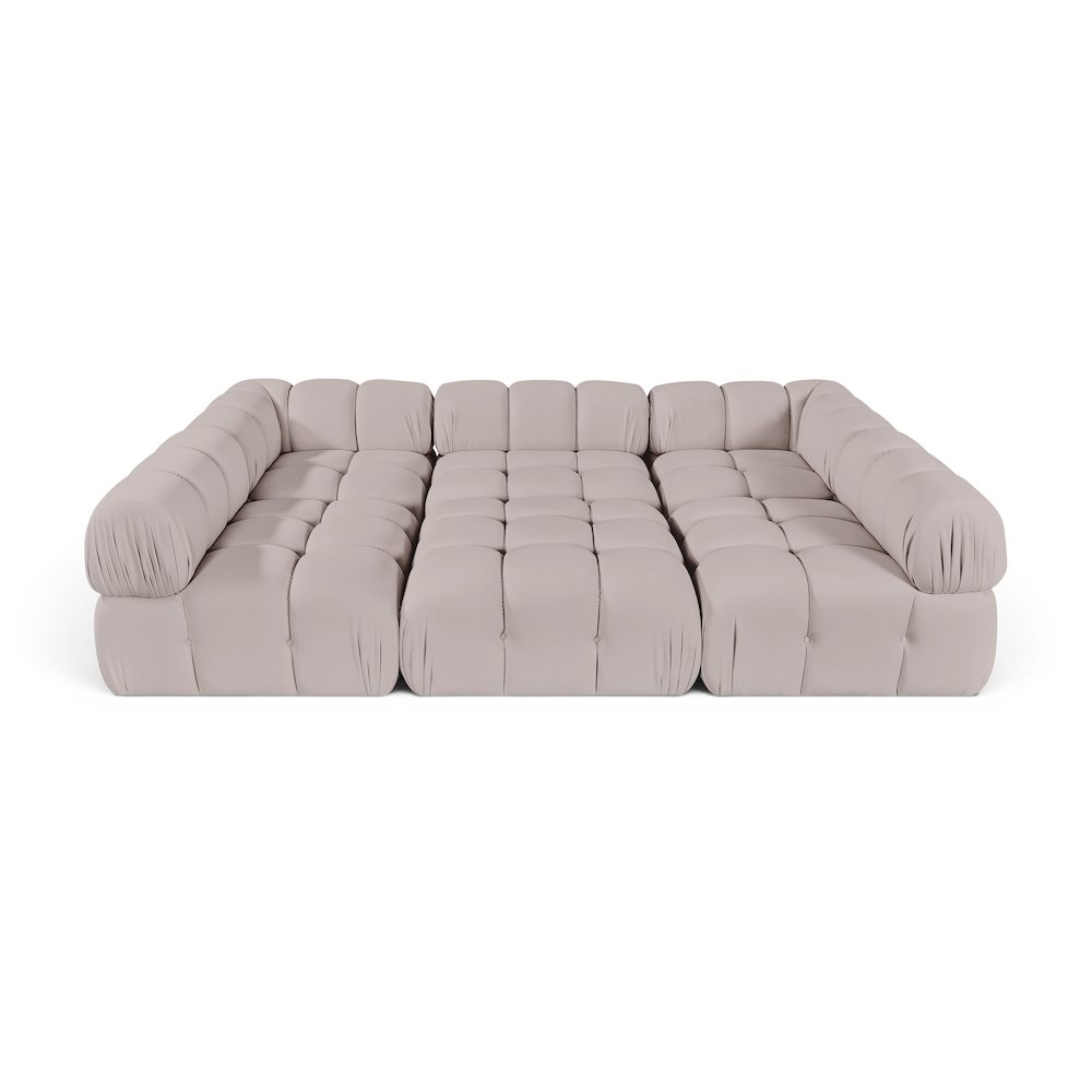 Orin Beige Velvet Performance Fabric Upholstered 6 pc. Sectional