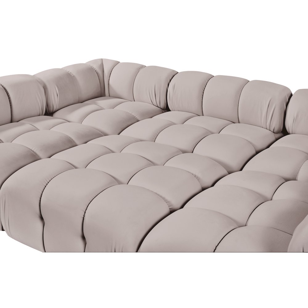 Orin Beige Velvet Performance Fabric Upholstered 6 pc. Sectional
