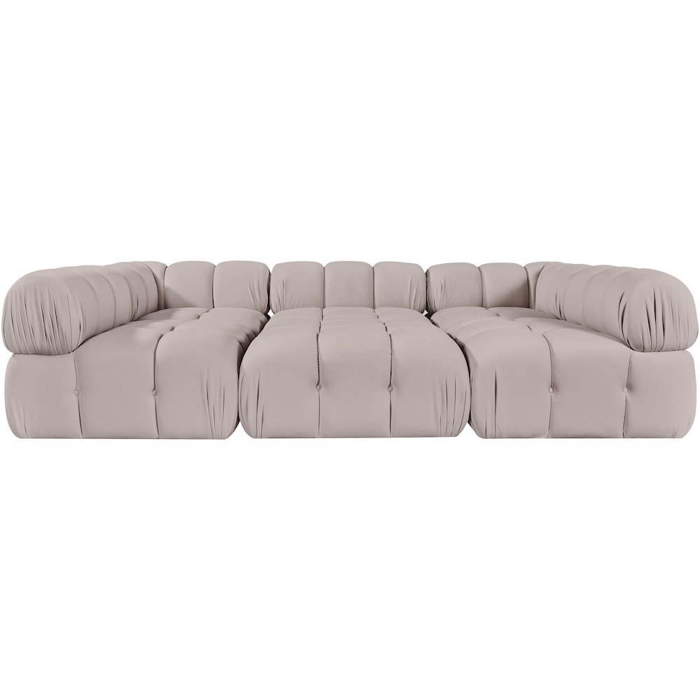 Orin Beige Velvet Performance Fabric Upholstered 6 pc. Sectional