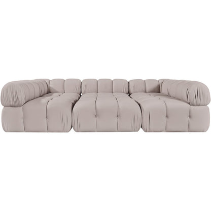 Orin Beige Velvet Performance Fabric Upholstered 6 pc. Sectional