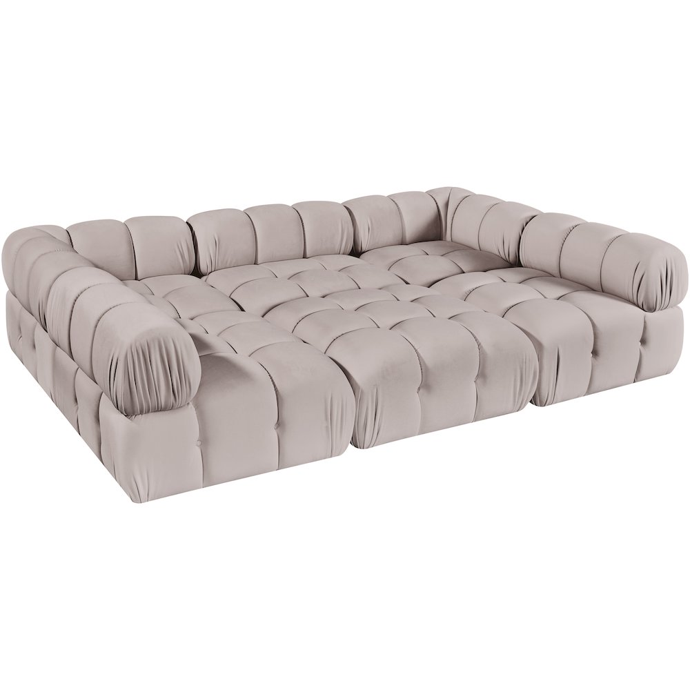 Orin Beige Velvet Performance Fabric Upholstered 6 pc. Sectional
