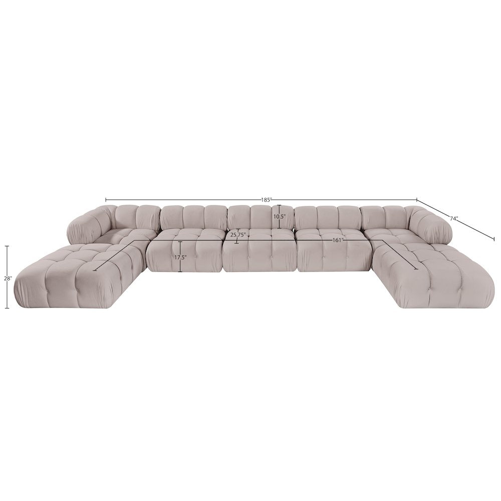 Orin Beige Velvet Performance Fabric Upholstered 7 pc. Sectional