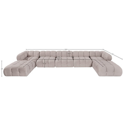 Orin Beige Velvet Performance Fabric Upholstered 7 pc. Sectional