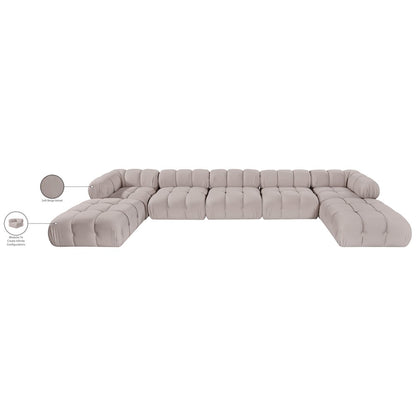 Orin Beige Velvet Performance Fabric Upholstered 7 pc. Sectional