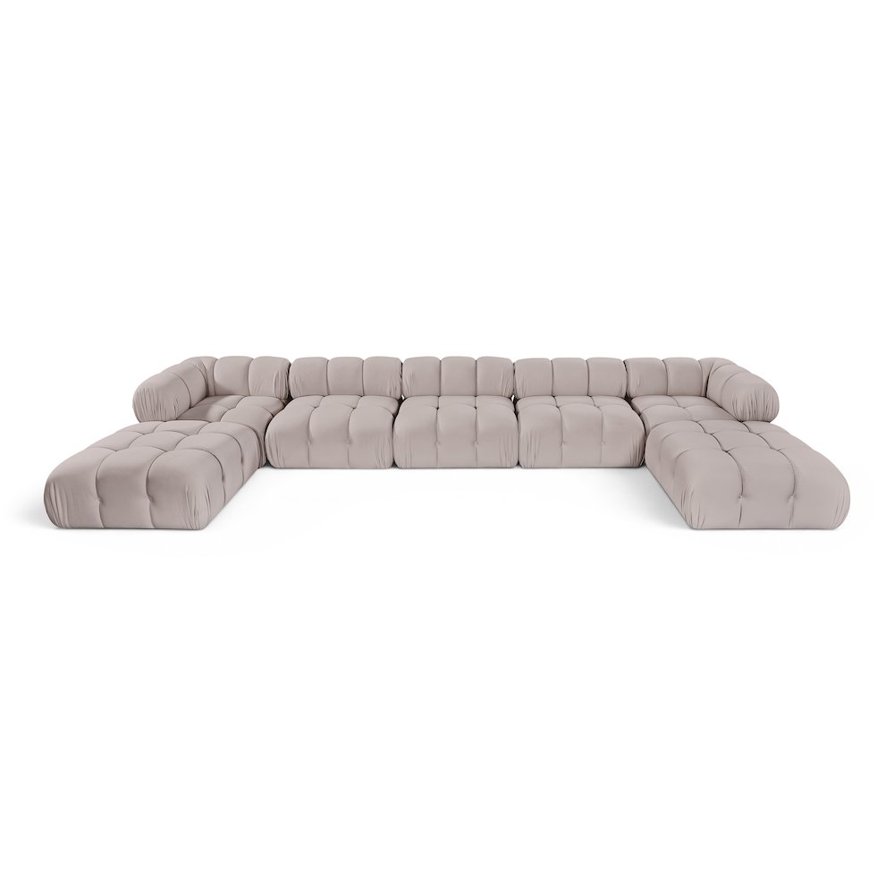 Orin Beige Velvet Performance Fabric Upholstered 7 pc. Sectional