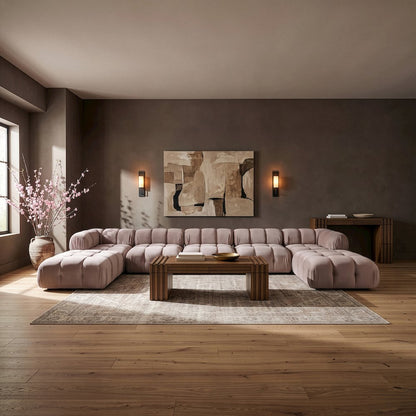 Orin Beige Velvet Performance Fabric Upholstered 7 pc. Sectional