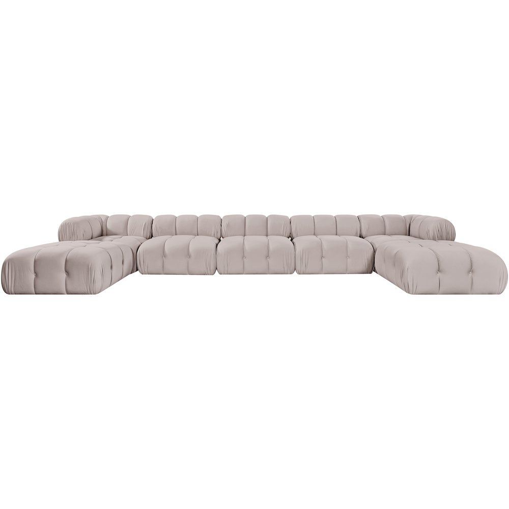 Orin Beige Velvet Performance Fabric Upholstered 7 pc. Sectional