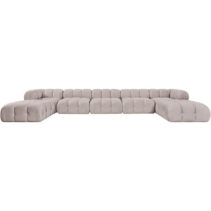 Orin Beige Velvet Performance Fabric Upholstered 7 pc. Sectional