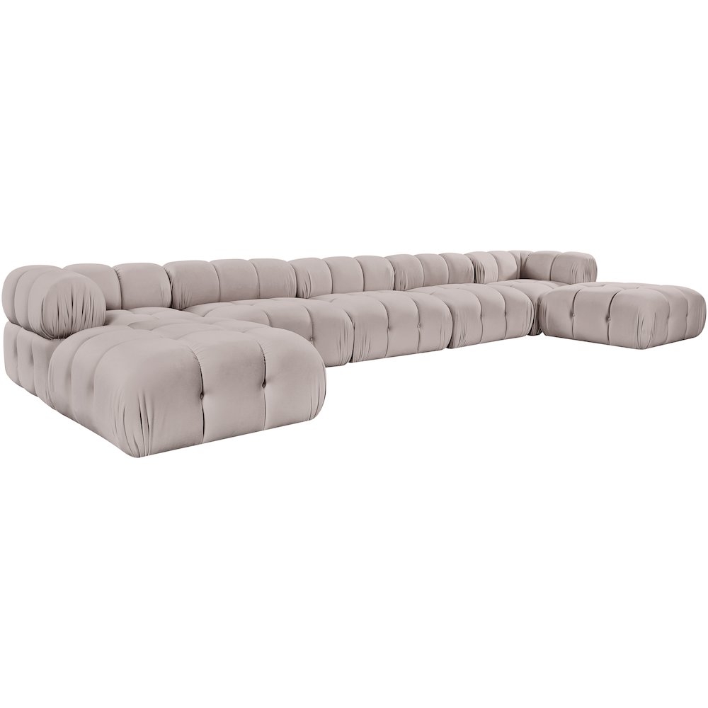 Orin Beige Velvet Performance Fabric Upholstered 7 pc. Sectional