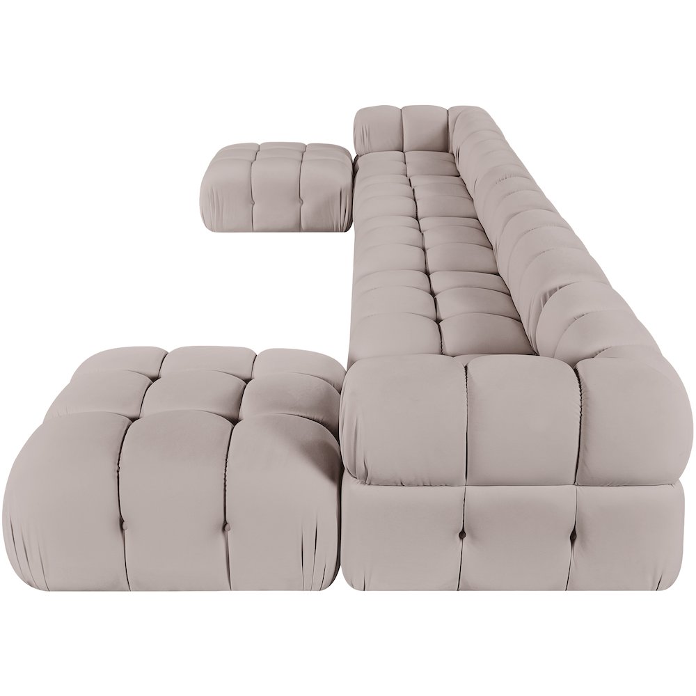 Orin Beige Velvet Performance Fabric Upholstered 7 pc. Sectional