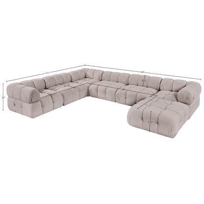 Orin Beige Velvet Performance Fabric Upholstered 7 pc. Sectional