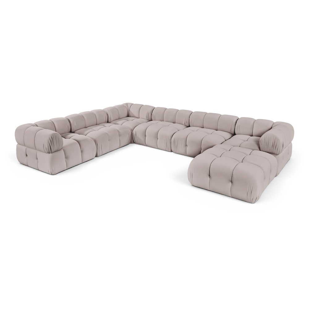 Orin Beige Velvet Performance Fabric Upholstered 7 pc. Sectional