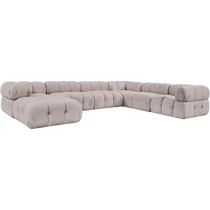 Orin Beige Velvet Performance Fabric Upholstered 7 pc. Sectional