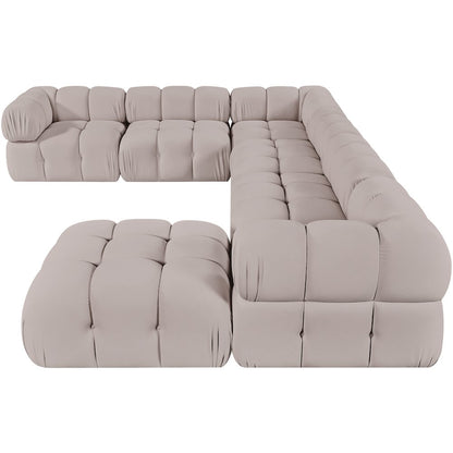 Orin Beige Velvet Performance Fabric Upholstered 7 pc. Sectional