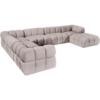 Orin Beige Velvet Performance Fabric Upholstered 7 pc. Sectional