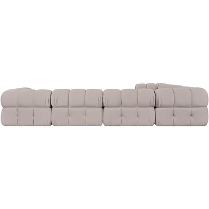 Orin Beige Velvet Performance Fabric Upholstered 7 pc. Sectional