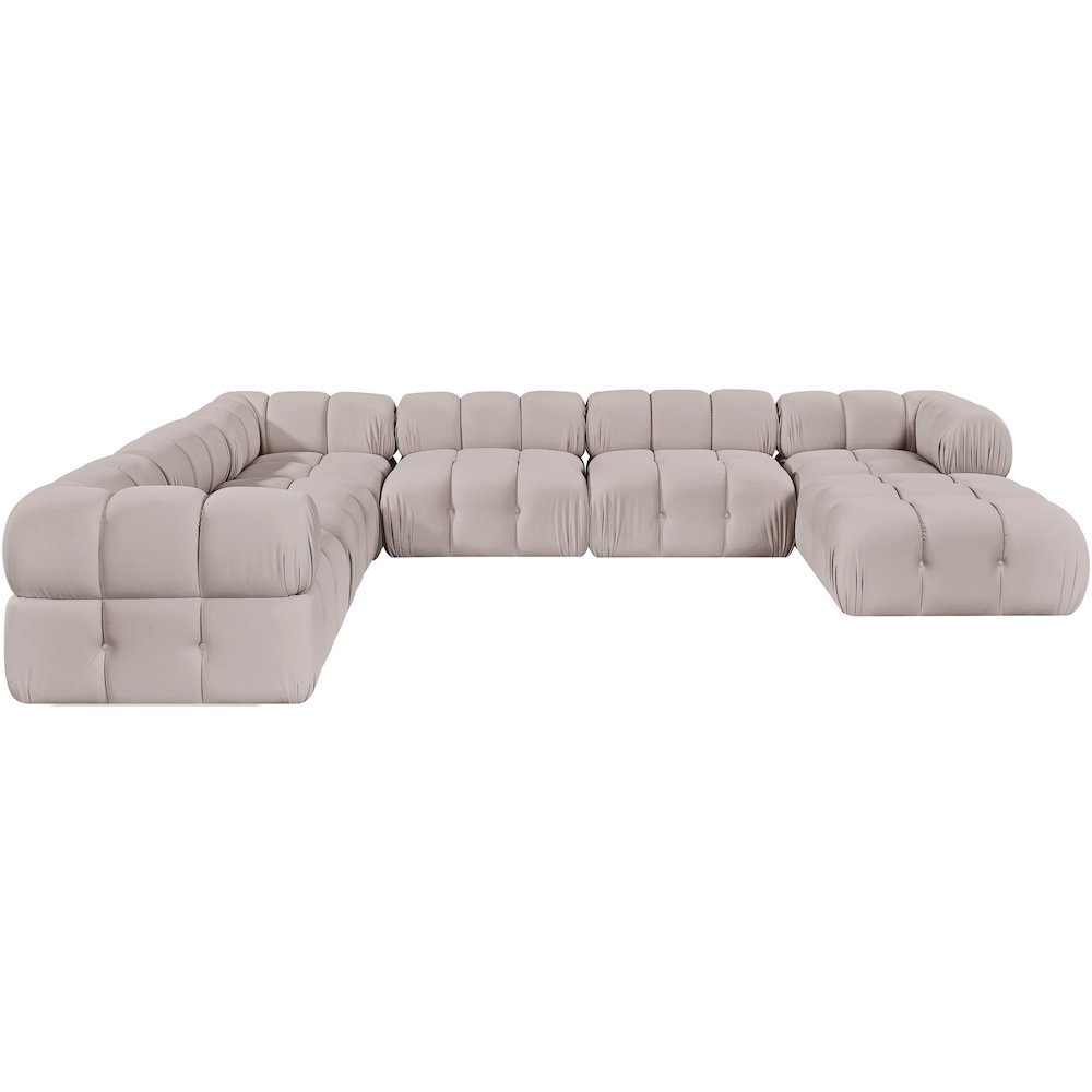 Orin Beige Velvet Performance Fabric Upholstered 7 pc. Sectional