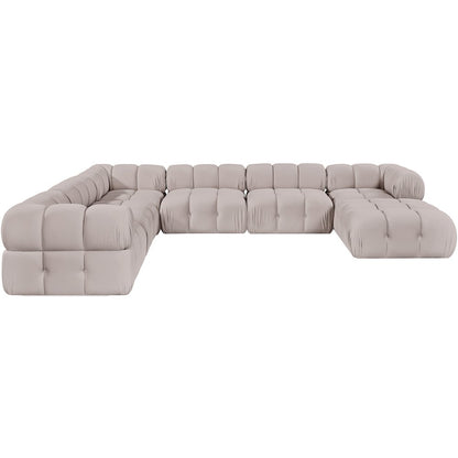 Orin Beige Velvet Performance Fabric Upholstered 7 pc. Sectional