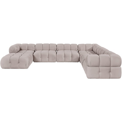 Orin Beige Velvet Performance Fabric Upholstered 7 pc. Sectional