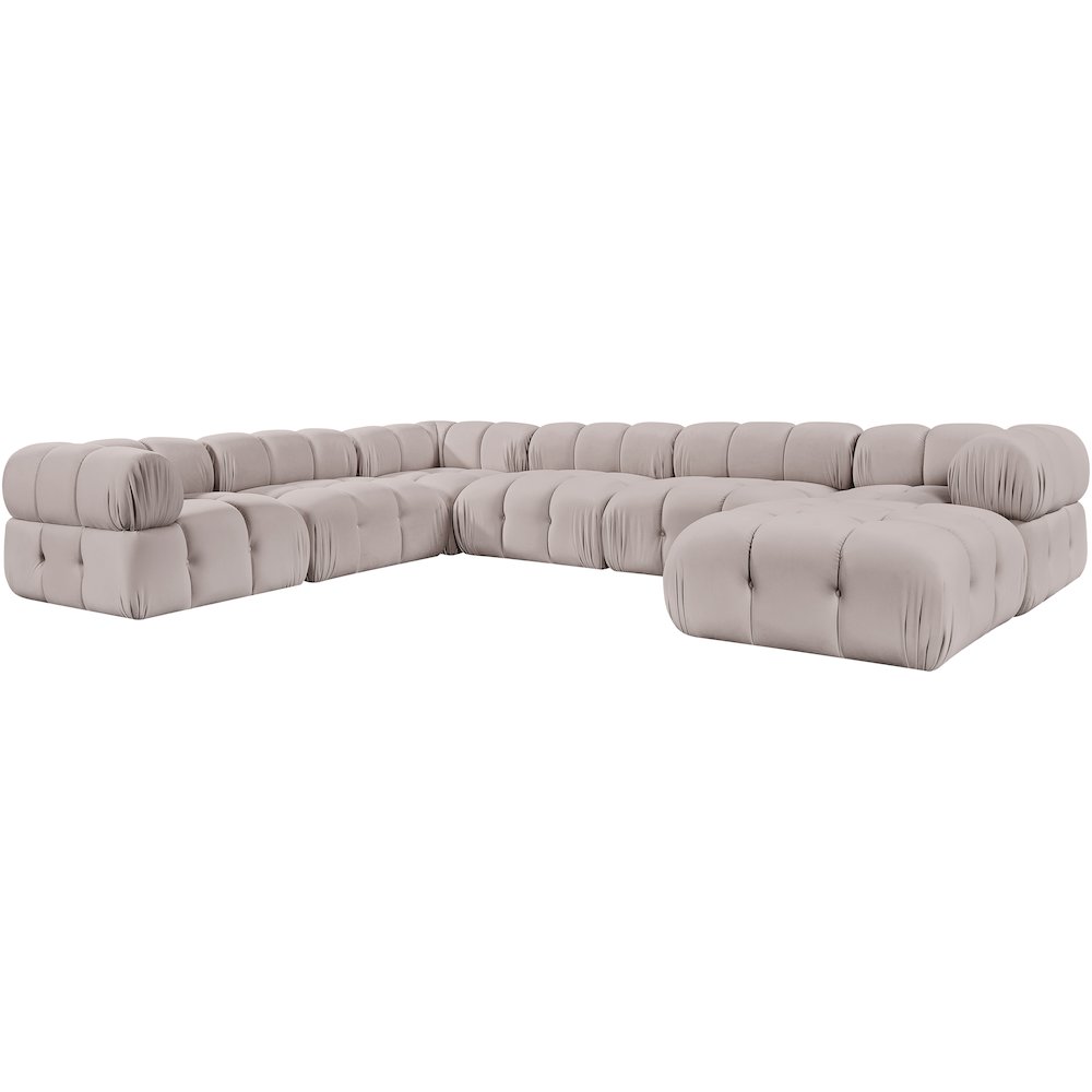 Orin Beige Velvet Performance Fabric Upholstered 7 pc. Sectional